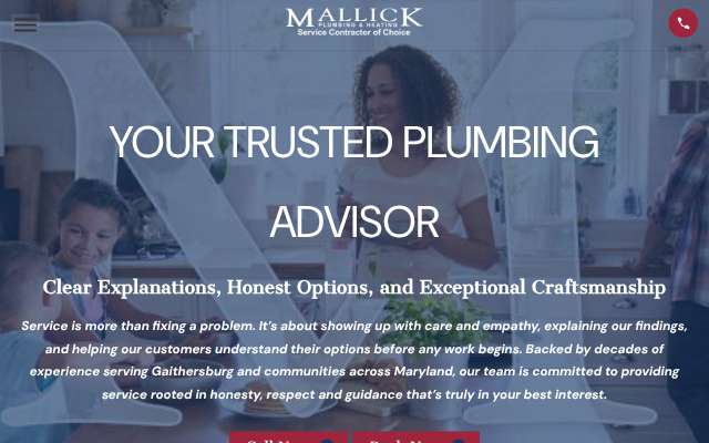 Mallick Plumbing & Heating's page as the assistant saw it