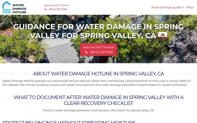 Page cited for Water Damage Hotline (Spring Valley)