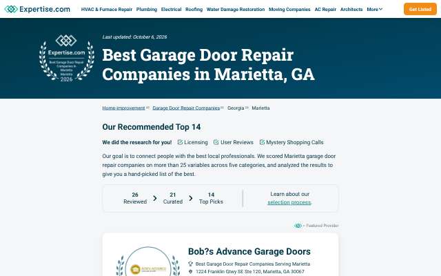 Page cited for Top Notch Garage Door