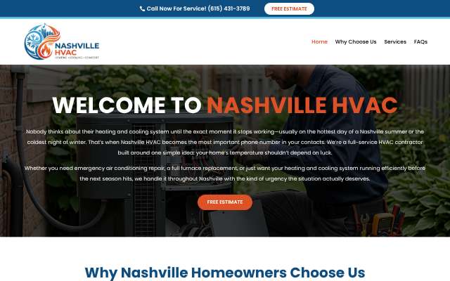 Nashville HVAC's page as the assistant saw it