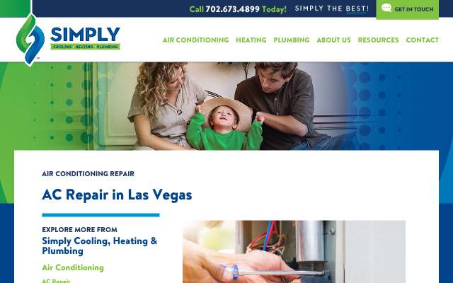 Simply Cooling, Heating & Plumbing's page as the assistant saw it