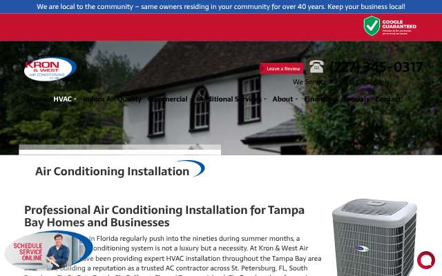 Kron & West Air Conditioning's page as the assistant saw it