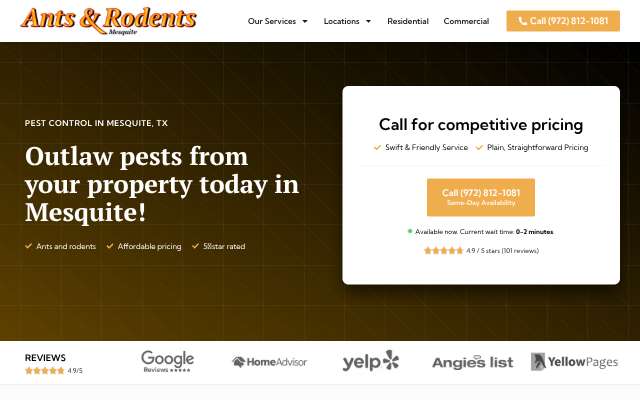 Page cited for Ant & Rodent Pest Control Mesquite