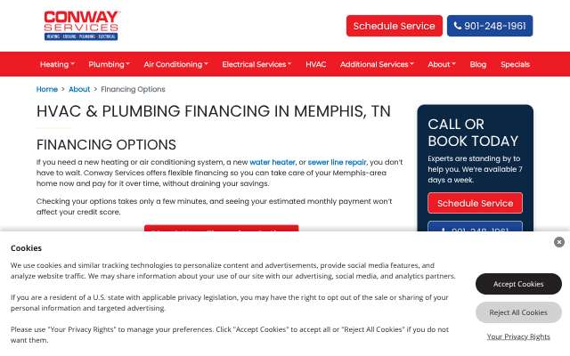 Conway Services's page as the assistant saw it