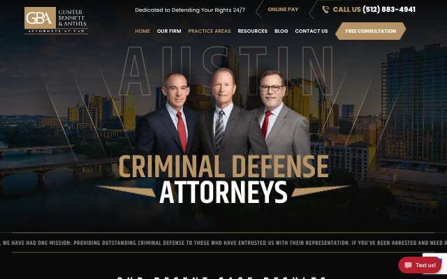 Gunter, Bennett & Anthes, PC's page as the assistant saw it