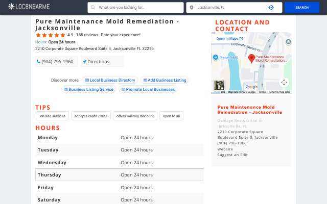 Page cited for Pure Maintenance Mold Remediation - Jacksonville