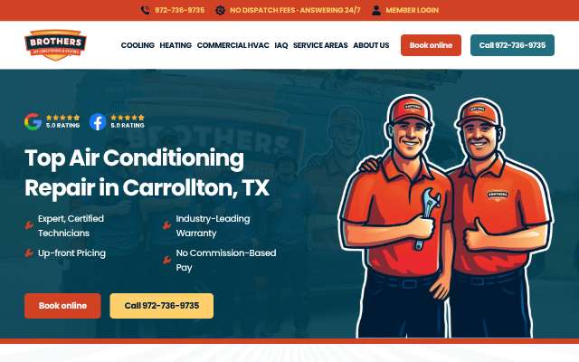 Brothers HVAC's page as the assistant saw it