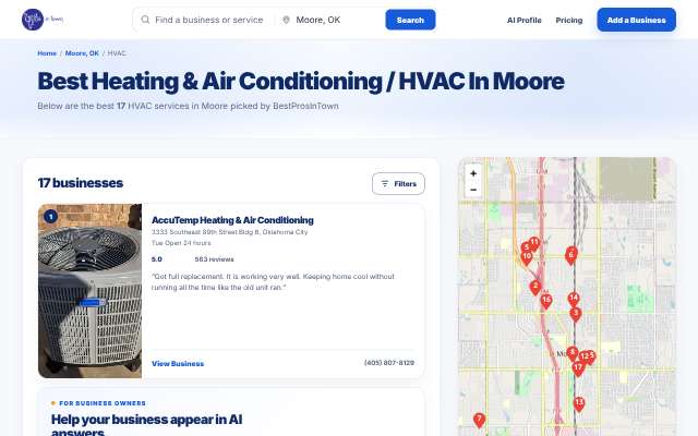 AccuTemp Heating & Air Conditioning's page as the assistant saw it