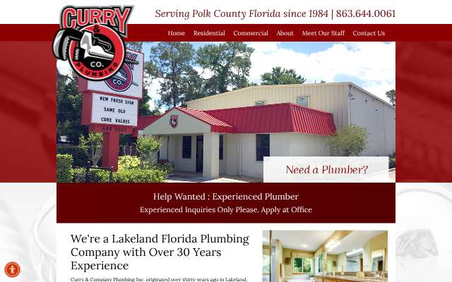 Curry & Co Plumbing's page as the assistant saw it