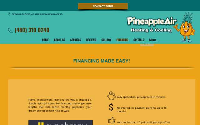 Pineapple Air Heating & Cooling's page as the assistant saw it