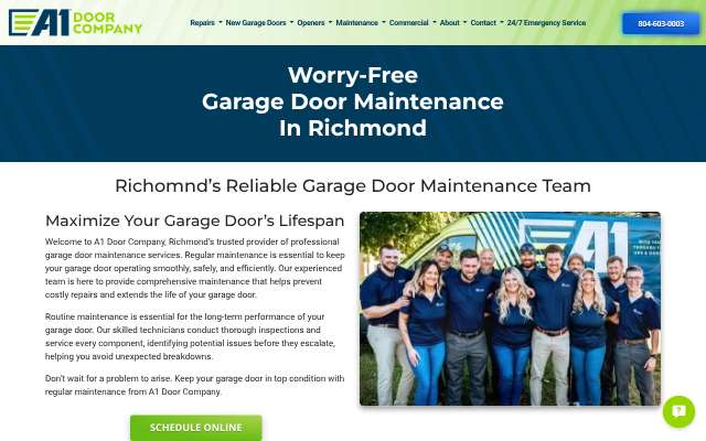A1 Door Company's page as the assistant saw it