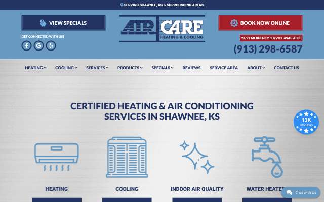 Air Care Heating & Cooling's page as the assistant saw it