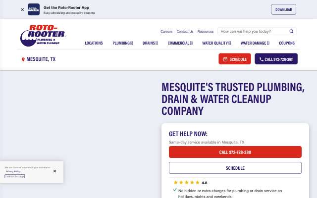 Roto-Rooter Plumbing and Water Cleanup's page as the assistant saw it