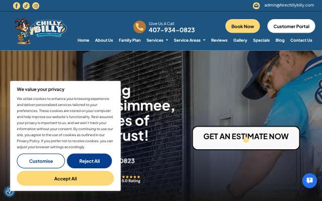 Chilly Billy Heating & Cooling's page as the assistant saw it