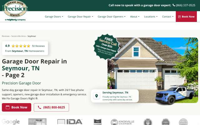 Precision Door Service of Knoxville's page as the assistant saw it