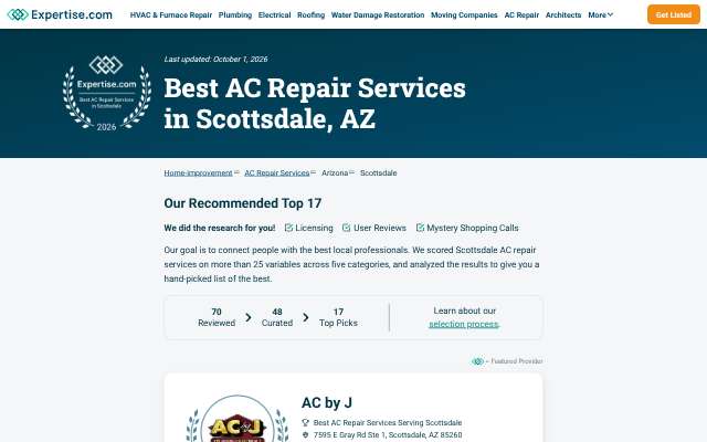 Arizona Refrigeration Service Inc.'s page as the assistant saw it