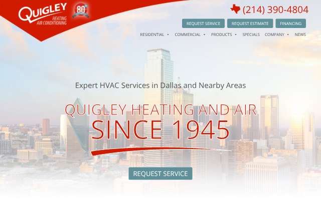 Quigley Heating & Air's page as the assistant saw it