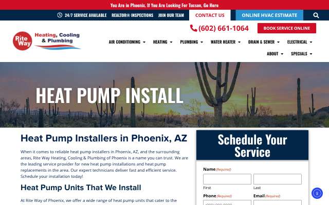 Rite Way Heating, Cooling & Plumbing of Phoenix's page as the assistant saw it