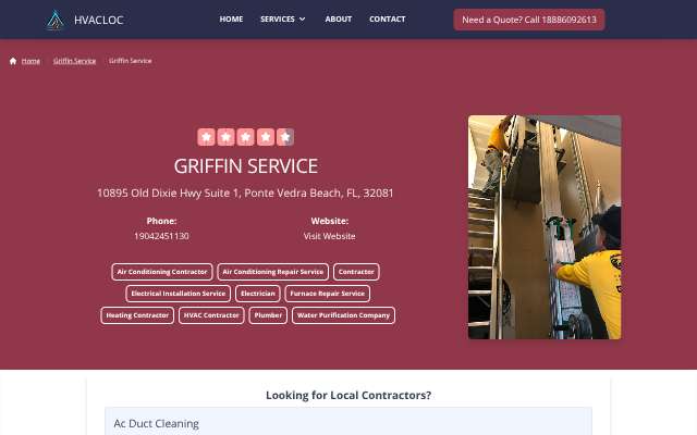 Griffin Service's page as the assistant saw it