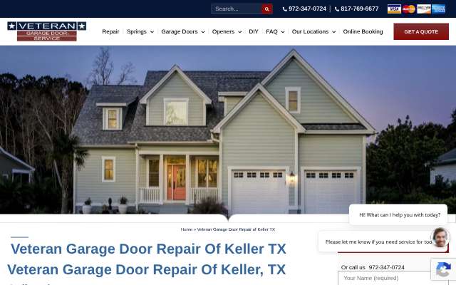 Veteran Garage Door Repair's page as the assistant saw it