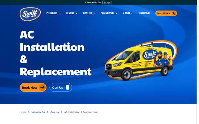 Swift Brothers Plumbing, Heating & Air's page as the assistant saw it