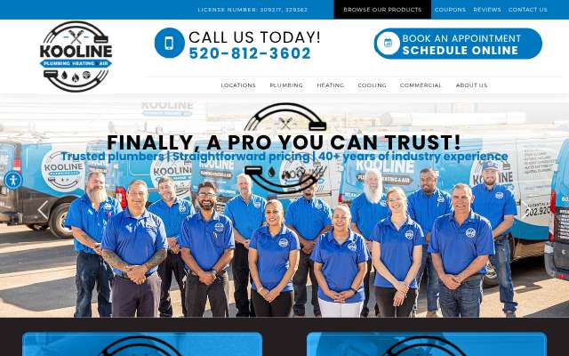 Kooline Plumbing Heating & Air's page as the assistant saw it