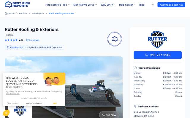 Rutter Roofing & Exteriors's page as the assistant saw it
