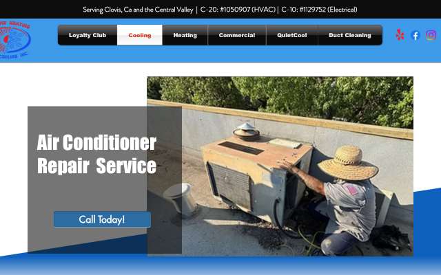 Anytime Heating and Cooling's page as the assistant saw it