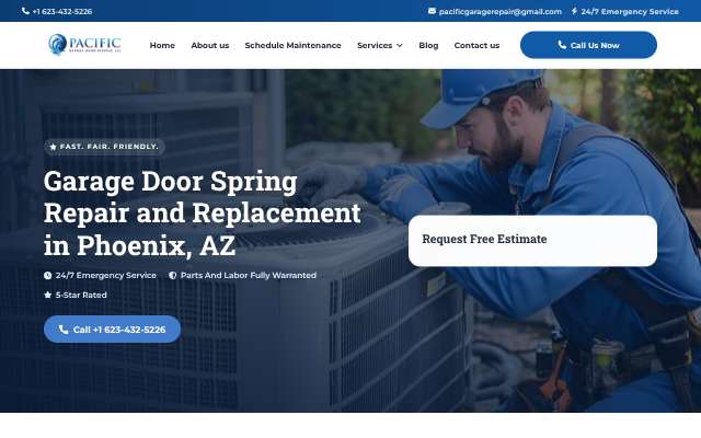 Pacific Garage Door Service's page as the assistant saw it