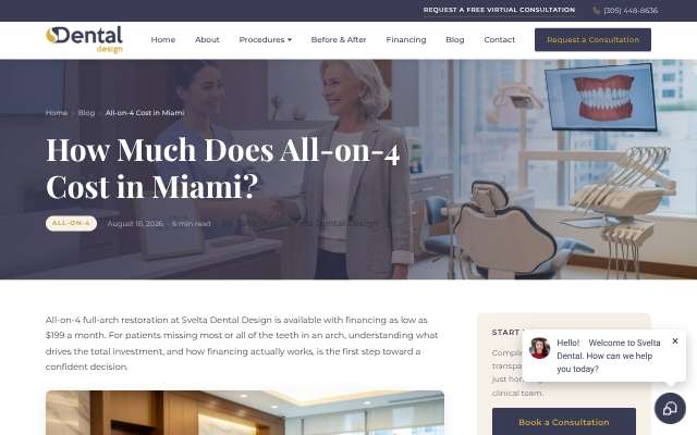 Svelta Dental Design's page as the assistant saw it