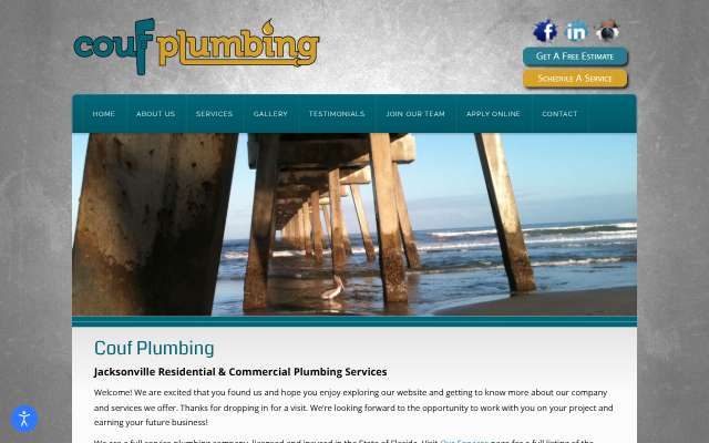 Couf Plumbing's page as the assistant saw it