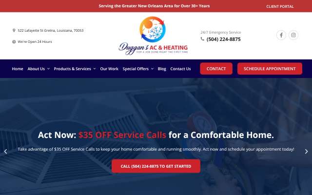 Duggan's A/C & Heating's page as the assistant saw it