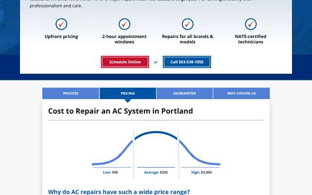 Four Seasons Heating & Air Conditioning's page as the assistant saw it