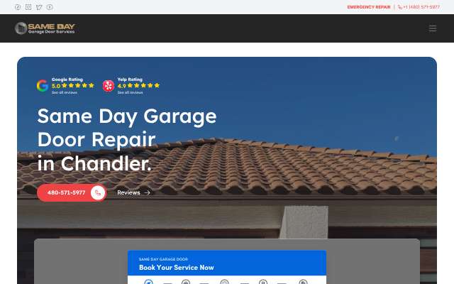 Chandler Garage Repair's page as the assistant saw it