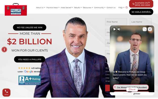 Phillips Law Group - Injury Lawyers's page as the assistant saw it