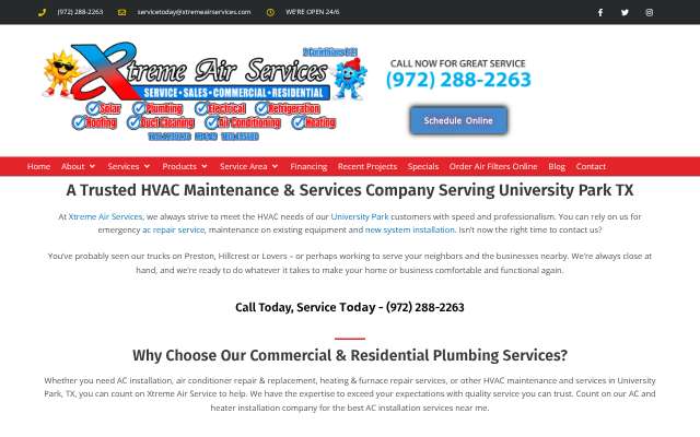 Xtreme Air Services's page as the assistant saw it