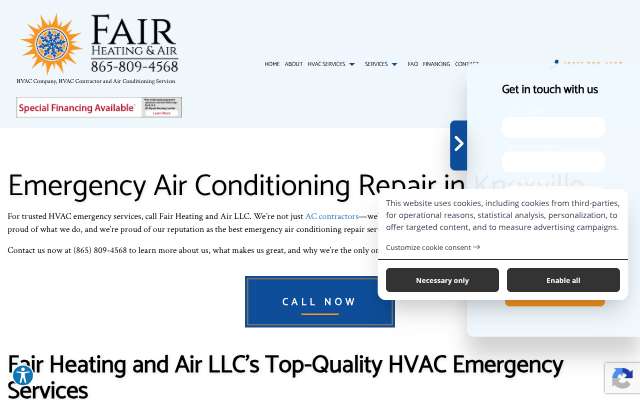 Fair Heating and Air LLC's page as the assistant saw it
