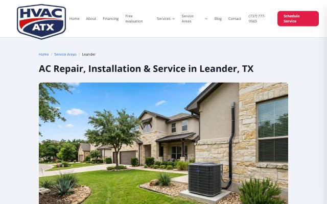 HVAC ATX's page as the assistant saw it