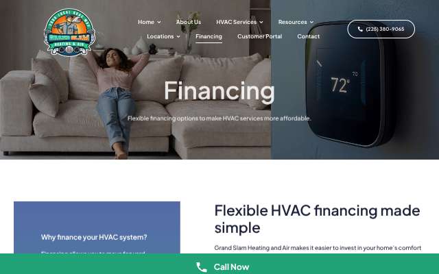 Grand Slam Heating & Air's page as the assistant saw it
