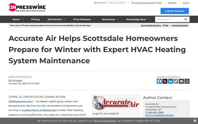 Accurate Air's page as the assistant saw it