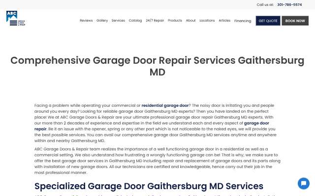 ABC Garage Doors & Repair's page as the assistant saw it