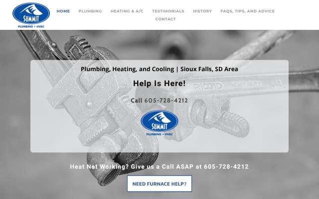 Summit Plumbing's page as the assistant saw it