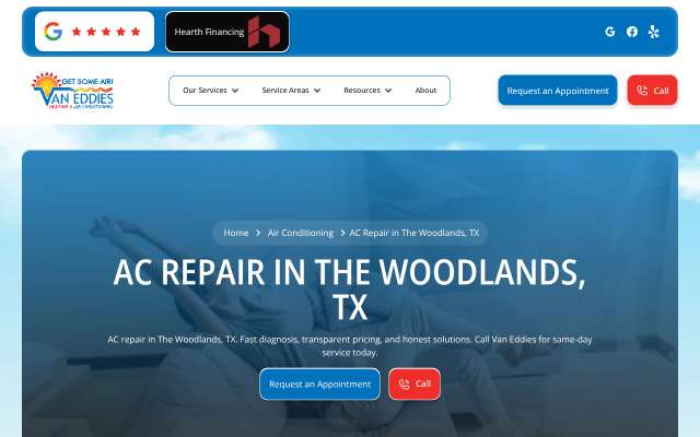 Van Eddies Heating & Air Conditioning's page as the assistant saw it