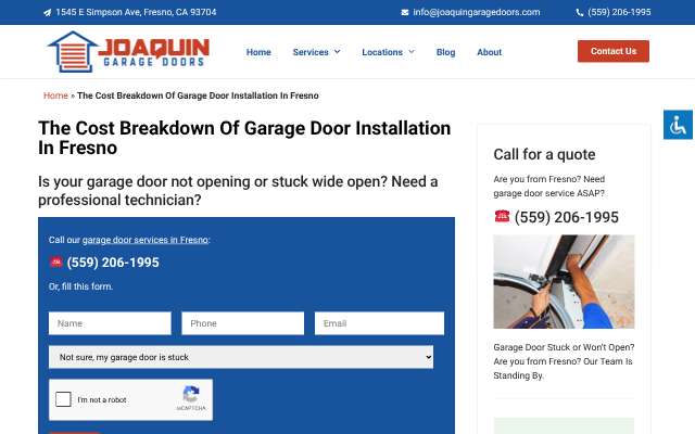 Joaquin Garage Doors's page as the assistant saw it