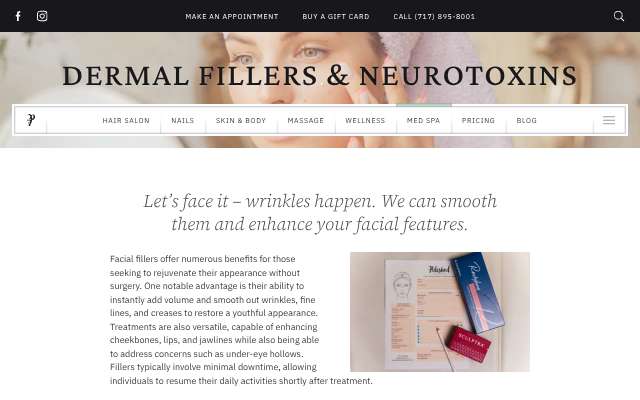 Polished Spa's page as the assistant saw it
