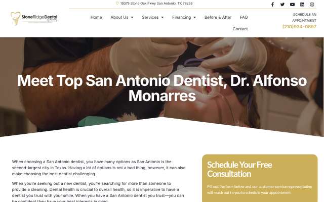 Stone Ridge Dental (Dr. Alfonso Monarres)'s page as the assistant saw it