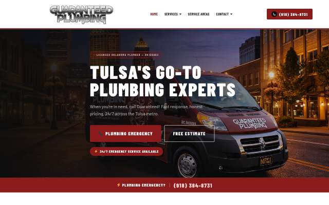Guaranteed Plumbing's page as the assistant saw it