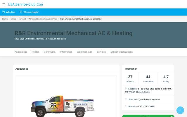 R&R Environmental Mechanical AC & Heating's page as the assistant saw it