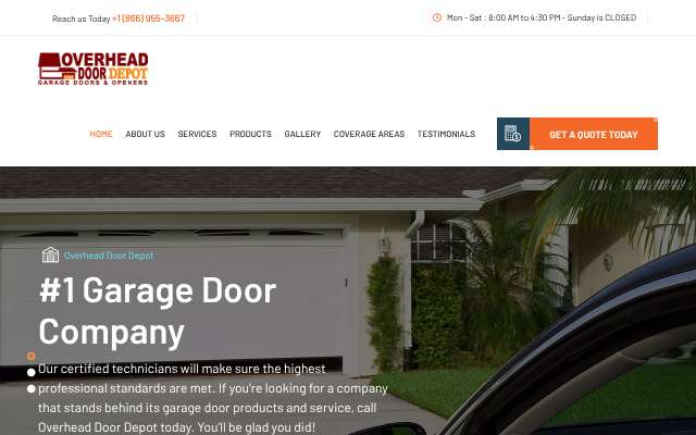 Overhead Door Depot's page as the assistant saw it