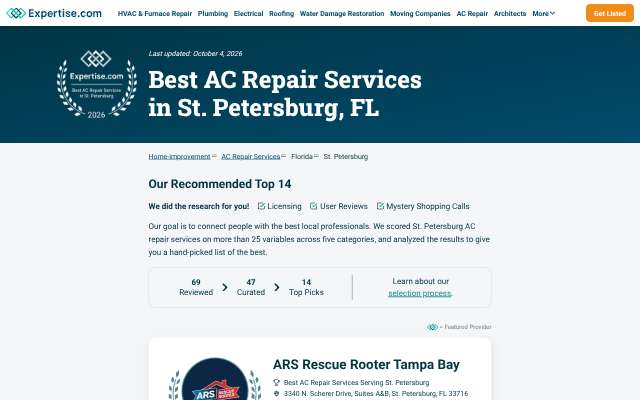 Hale's A/C Service Inc.'s page as the assistant saw it